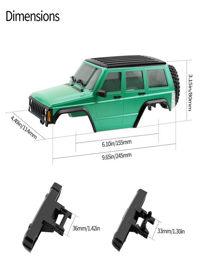 GIXCEL 6.10inch Wheelbase RC Body Shell, ABS Cherokee Body with Front Rear Bumpers for 1/18 RC Crawler TRX4M Bronco Defender Chassis Upgrades, Spare Wheel Tire Included (Green) - Image 2